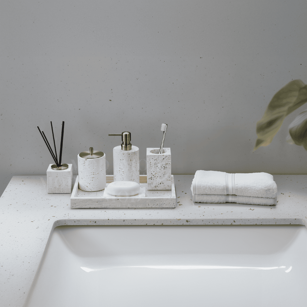Alabaster Travertine Stone Bath Set