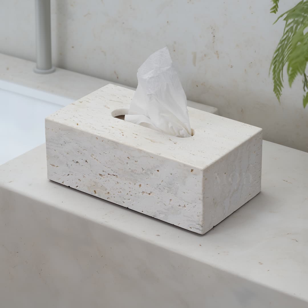 Alabaster Travertine Stone Tissue Box