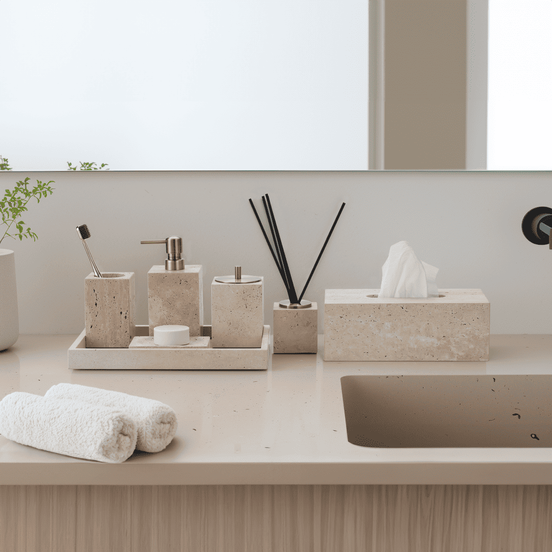 Golden Travertine Stone Tissue Box