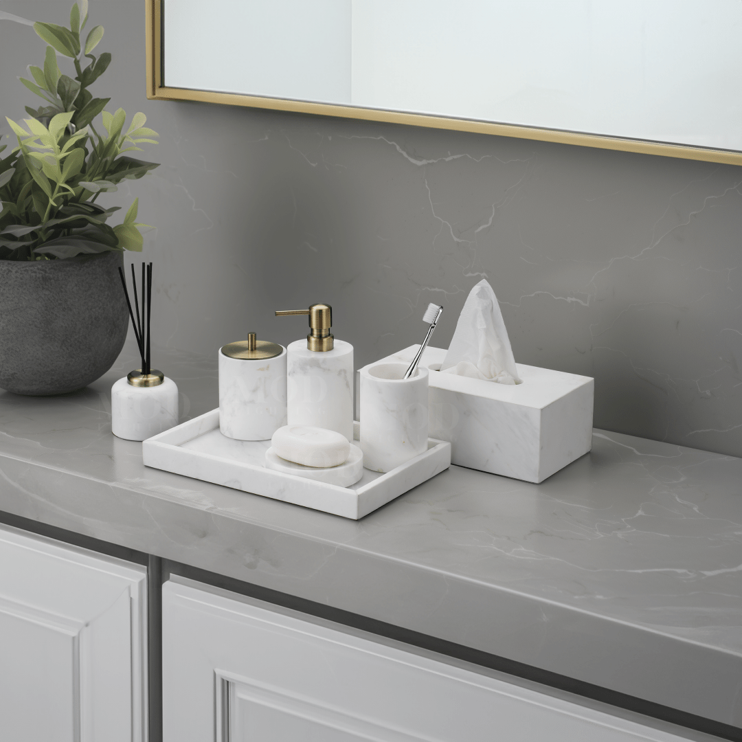 Jazz White Marble Bath Set