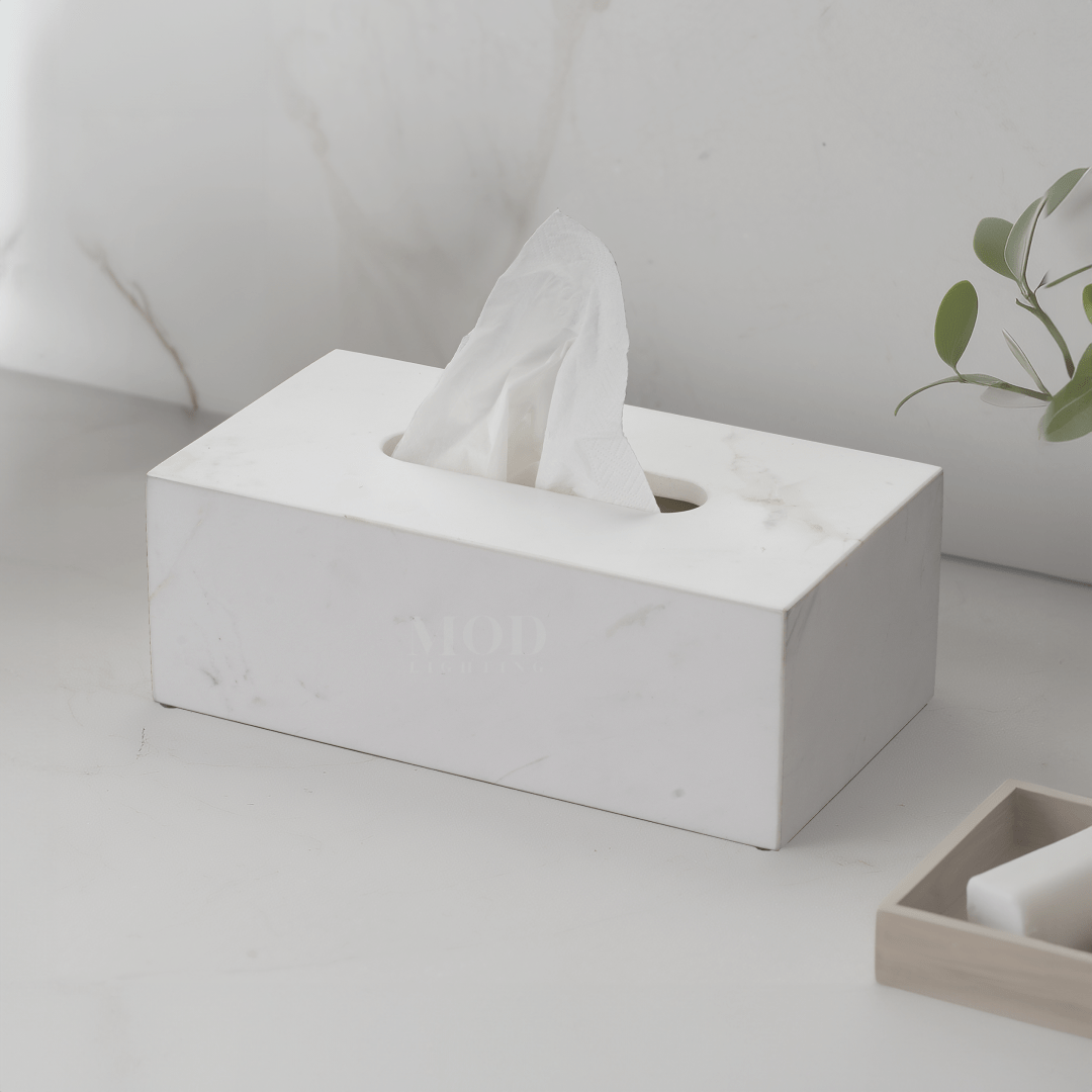 Jazz White Marble Tissue Box