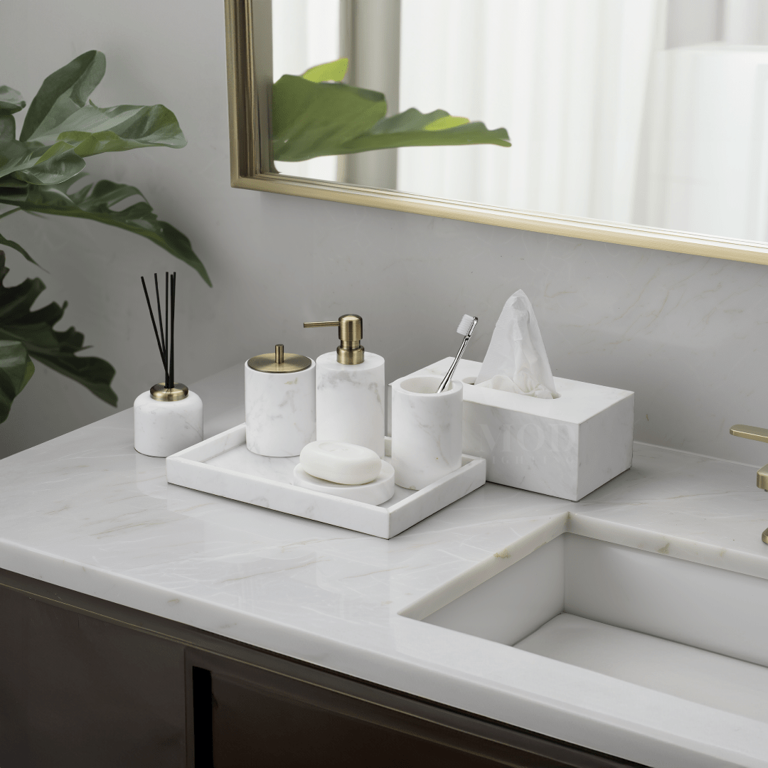 Jazz White Marble Tissue Box