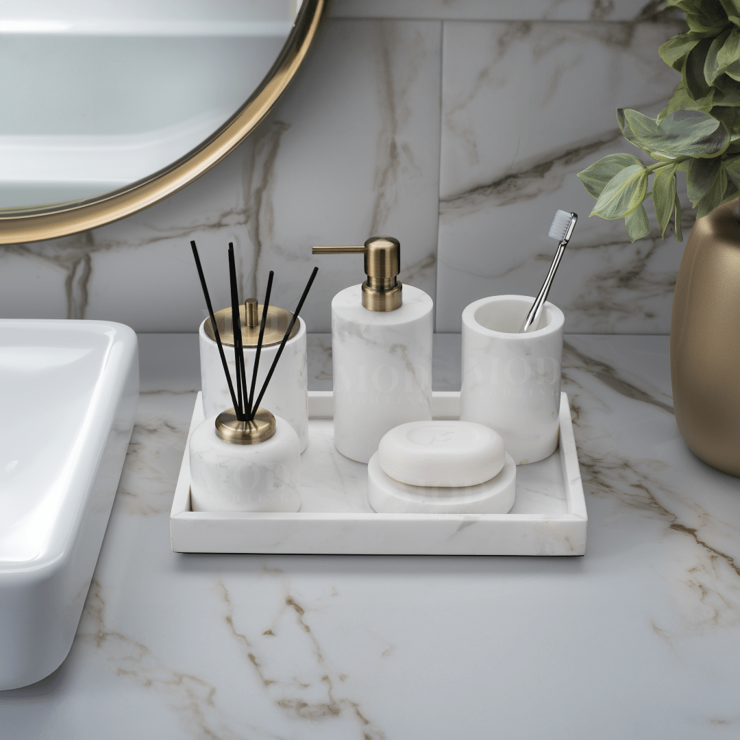 Jazz White Marble Bath Set