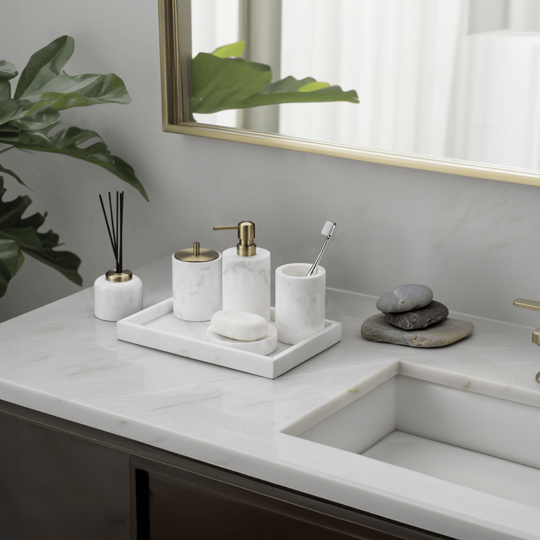Jazz White Marble Bath Set