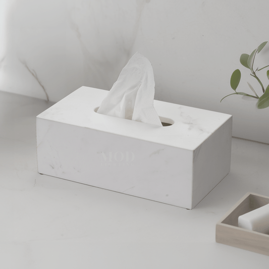 Jazz White Marble Tissue Box