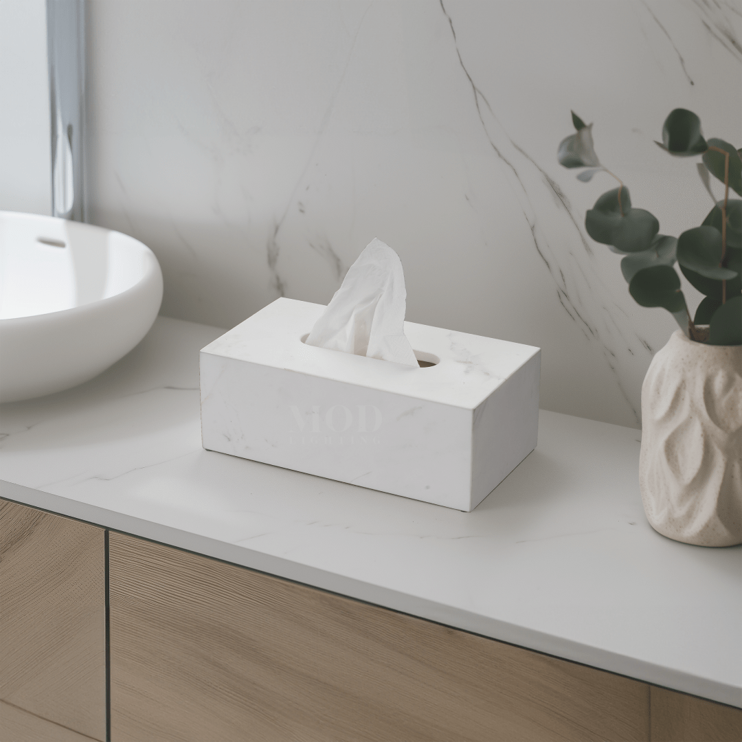 Jazz White Marble Tissue Box
