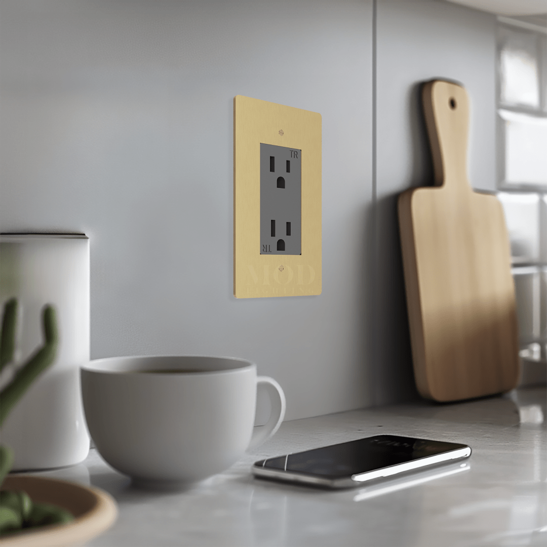 Modern Wall Outlet (Open Box) — Brushed Gold / 1 Gang