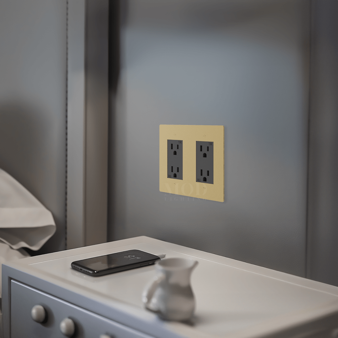 Modern Wall Outlet (Open Box) — Brushed Gold / 2 Gang